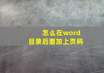 怎么在word目录后面加上页码