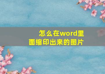 怎么在word里面缩印出来的图片