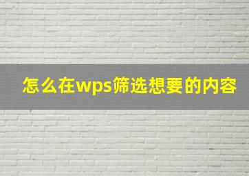 怎么在wps筛选想要的内容