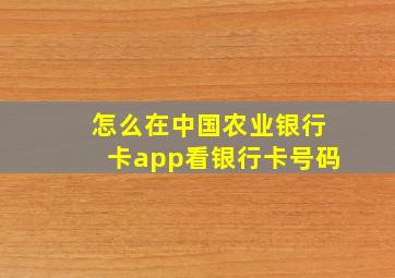 怎么在中国农业银行卡app看银行卡号码