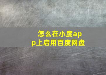 怎么在小度app上启用百度网盘