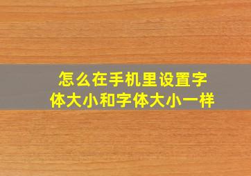 怎么在手机里设置字体大小和字体大小一样