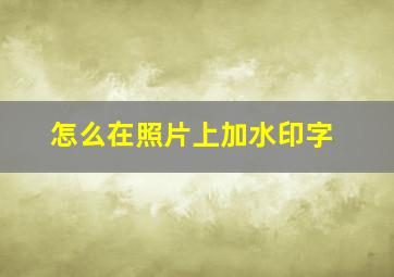 怎么在照片上加水印字