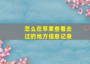 怎么在苹果查看去过的地方信息记录