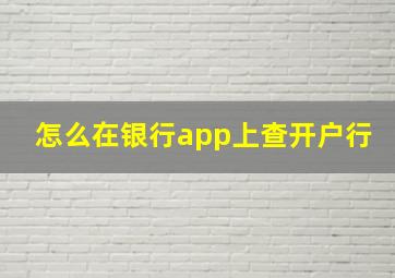 怎么在银行app上查开户行