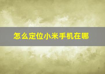 怎么定位小米手机在哪