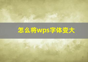 怎么将wps字体变大