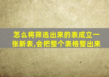 怎么将筛选出来的表成立一张新表,会把整个表格整出来