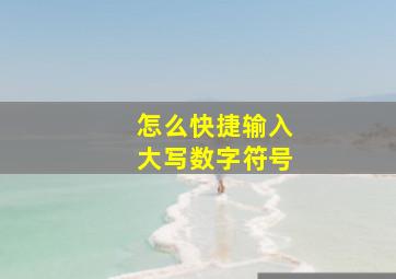 怎么快捷输入大写数字符号