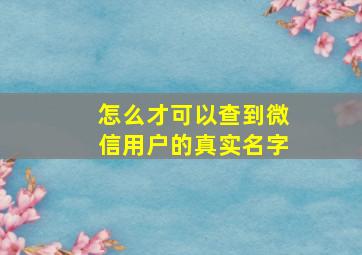 怎么才可以查到微信用户的真实名字