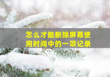 怎么才能删除屏幕使用时间中的一项记录