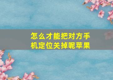 怎么才能把对方手机定位关掉呢苹果