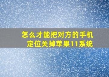 怎么才能把对方的手机定位关掉苹果11系统