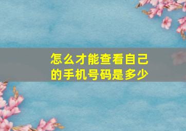 怎么才能查看自己的手机号码是多少