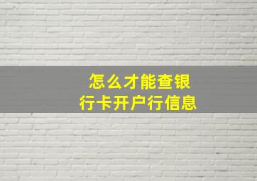 怎么才能查银行卡开户行信息