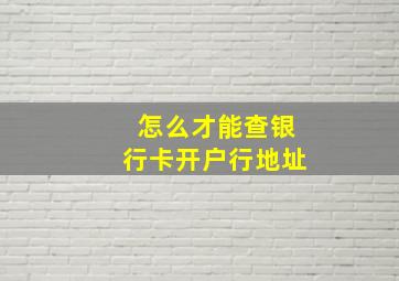 怎么才能查银行卡开户行地址