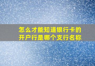 怎么才能知道银行卡的开户行是哪个支行名称