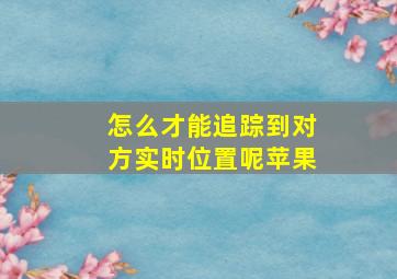 怎么才能追踪到对方实时位置呢苹果