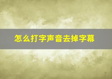 怎么打字声音去掉字幕