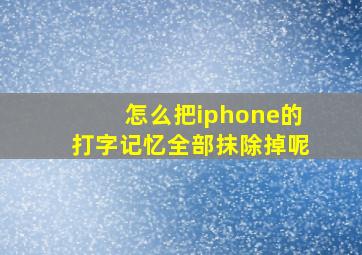 怎么把iphone的打字记忆全部抹除掉呢