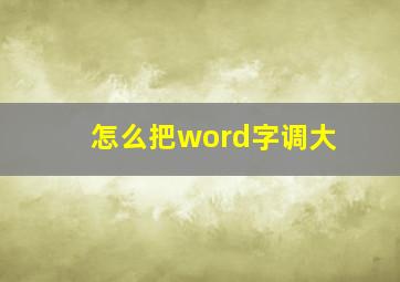 怎么把word字调大