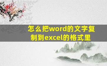 怎么把word的文字复制到excel的格式里