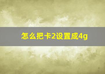 怎么把卡2设置成4g