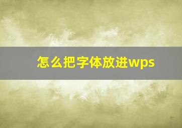 怎么把字体放进wps