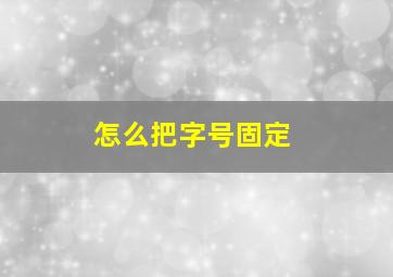 怎么把字号固定