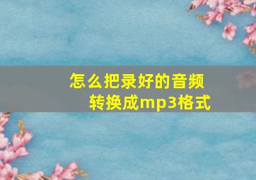 怎么把录好的音频转换成mp3格式