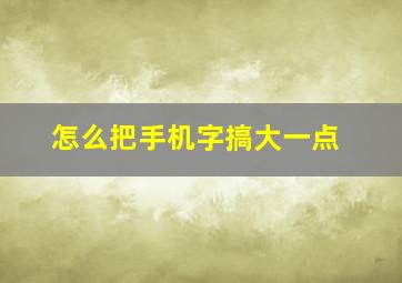 怎么把手机字搞大一点