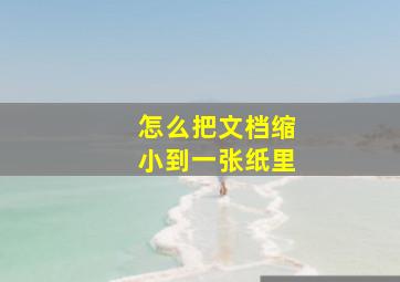 怎么把文档缩小到一张纸里