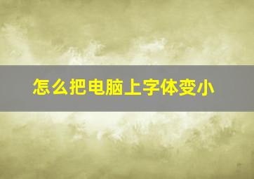 怎么把电脑上字体变小