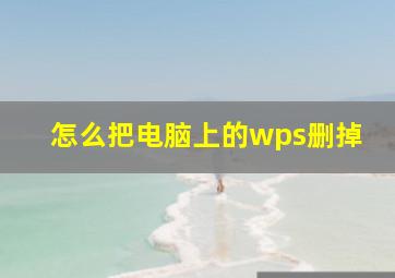 怎么把电脑上的wps删掉