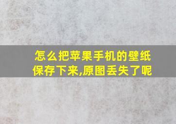 怎么把苹果手机的壁纸保存下来,原图丢失了呢