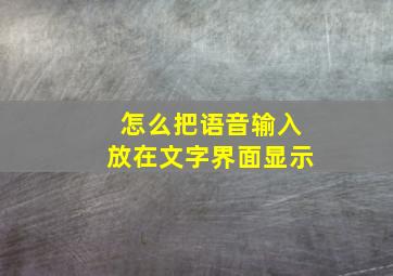 怎么把语音输入放在文字界面显示