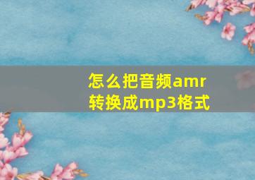 怎么把音频amr转换成mp3格式