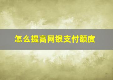 怎么提高网银支付额度