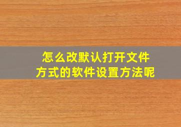 怎么改默认打开文件方式的软件设置方法呢