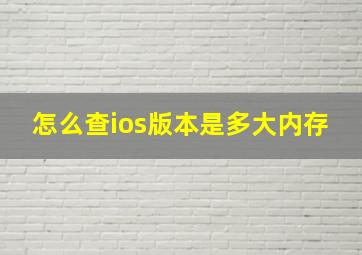 怎么查ios版本是多大内存