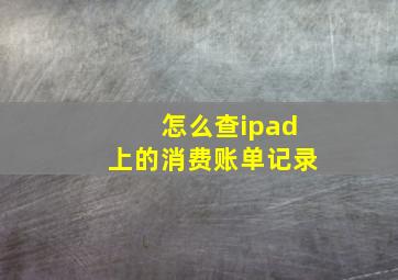 怎么查ipad上的消费账单记录