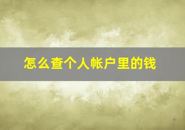 怎么查个人帐户里的钱