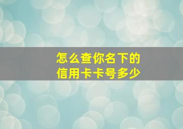 怎么查你名下的信用卡卡号多少