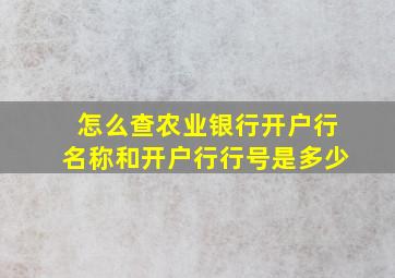 怎么查农业银行开户行名称和开户行行号是多少