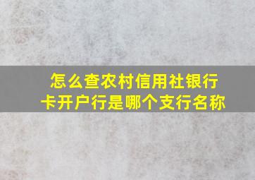 怎么查农村信用社银行卡开户行是哪个支行名称