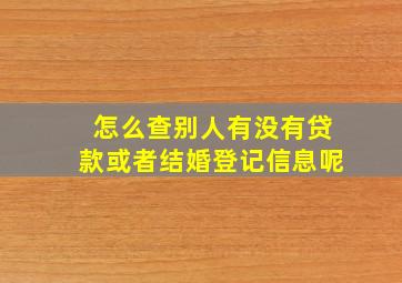 怎么查别人有没有贷款或者结婚登记信息呢