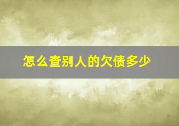 怎么查别人的欠债多少