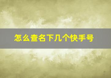 怎么查名下几个快手号