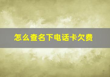 怎么查名下电话卡欠费