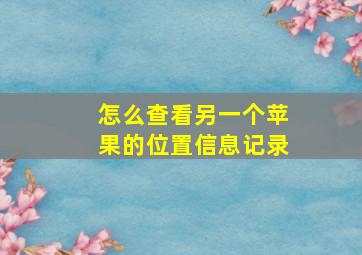 怎么查看另一个苹果的位置信息记录